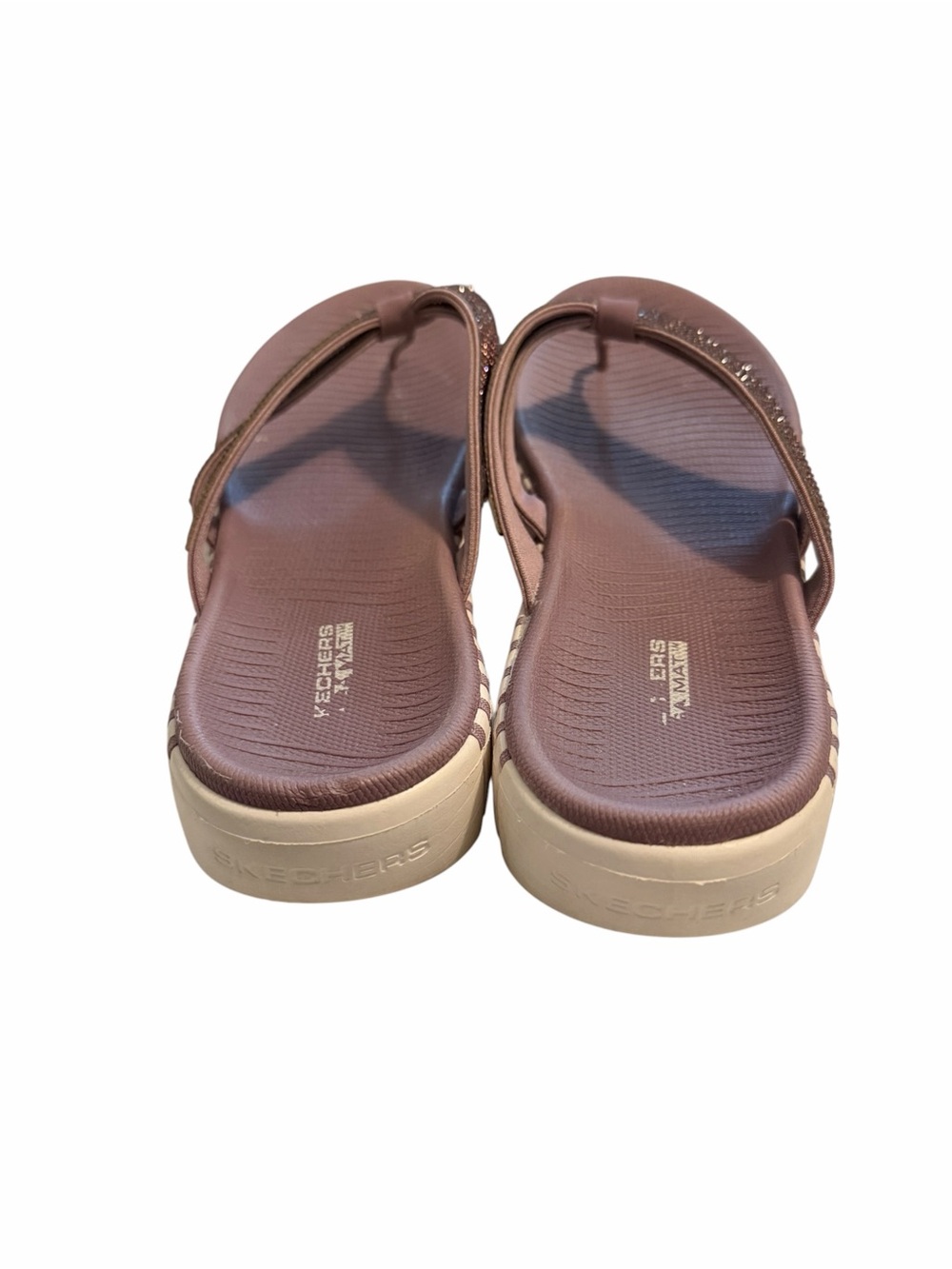 Skechers GOwalk Smart Shimmer Thong Sandals Mauve Pink Size 8 Sparkle Comfort - Picture 3 of 6